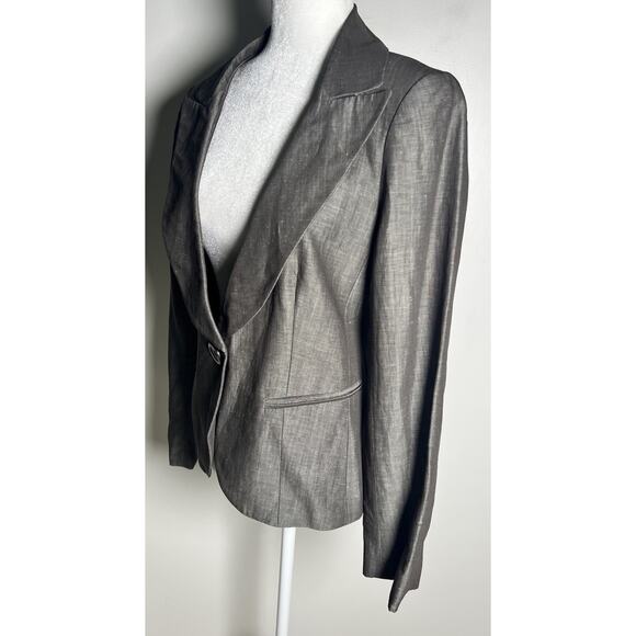 Lafayette 148 Womens Size 6 Wool‎ & Linen Blazer Stretch Single Button Front Tan - Picture 5 of 12